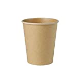 BIOZOYG Vasos Bio Compostables Vasos Desechables Vasos de Papel I 50 Vasos de Café de Cartón sin Blanquear Marrón para Llevar 200 ml 8 oz